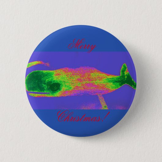 Rode kerstvinvis, groene knop ronde button 5,7 cm (Voorkant)