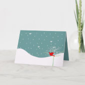 Rode kerstvogel feestdagen kaart (Voorkant)