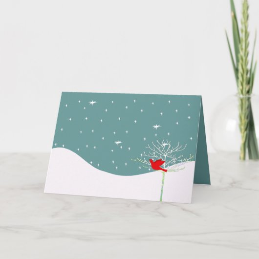 Rode kerstvogel feestdagen kaart (Voorkant)