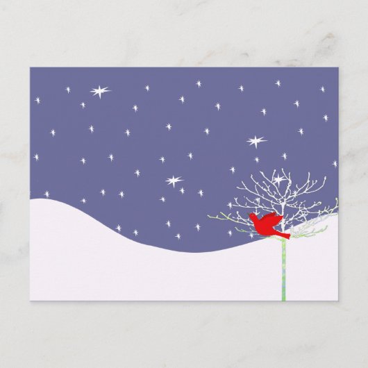 Rode kerstvogel feestdagenkaart (Voorkant)