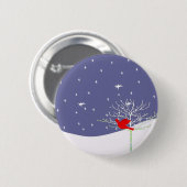 Rode kerstvogel ronde button 5,7 cm (Voorkant /achterkant)