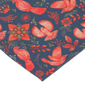 Rode kerstvogels bloem korte tafelloper (Hoek)