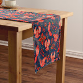 Rode kerstvogels bloem korte tafelloper (Voorbeeld)