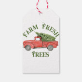 Rode Kerstwagen Boerderij Fresh Trees Cadeaulabel (Achterkant)