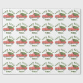 Rode Kerstwagen Boerderij Fresh Trees Cadeaupapier (Vlak)