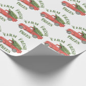 Rode Kerstwagen Boerderij Fresh Trees Cadeaupapier (Hoek)