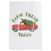Rode Kerstwagen Boerderij Fresh Trees Medium Cadeauzakje (Achterkant)