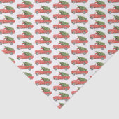 Rode Kerstwagen Boerderij Fresh Trees Tissuepapier (Detail)