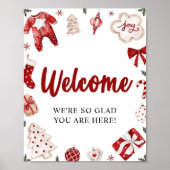 Rode Kerstwinter Baby shower Welkomstbord Poster (Voorkant)