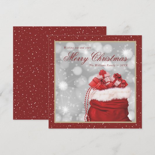 Rode kerstwinterfeestkaarten feestdagenkaart (Voorkant / Achterkant)