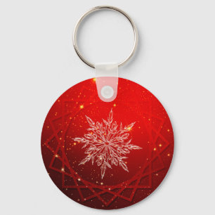 Rode kerstwitte sneeuw sleutelhanger