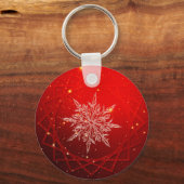 Rode kerstwitte sneeuw sleutelhanger (Voorkant)