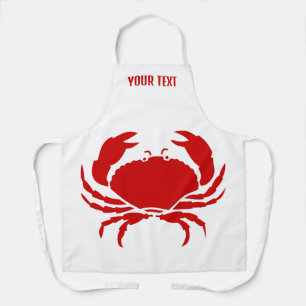 Rode keuken schort voor heren of dames met krab