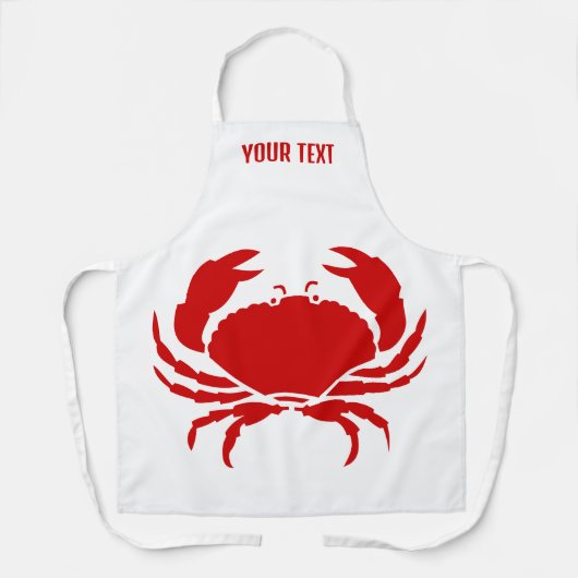 Rode keuken schort voor heren of dames met krab (Voorkant)