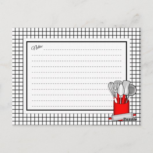 Rode Keuken Utensil Caddy Rolling Pin Recept Kaart (Achterkant)