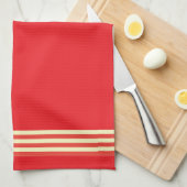 Rode keukendoek met streepjesrand theedoek (Quarter Fold)