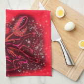 Rode keukenhanddoeken die op Sterrennacht lopen (Quarter Fold)