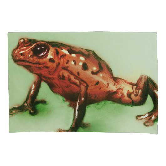 Rode kikker, wilde dierenketsenschets in groen kussensloop (Voorkant)