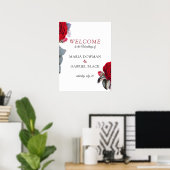 Rode kikkerbloem Floral Wedding welkom Sign Poster (Thuiskantoor)