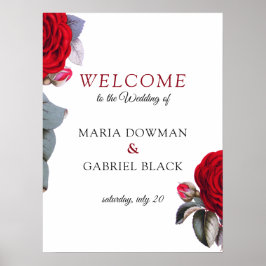 Rode kikkerbloem Floral Wedding welkom Sign Poster