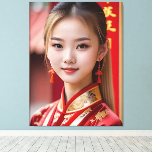 rode kimono canvas afdruk (Insitu (Houten vloer))