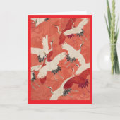 Rode Kimono vliegende kranen  goud Bedankkaart (Voorkant)