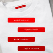 Rode Kinder naam: strijken op kleding Labels