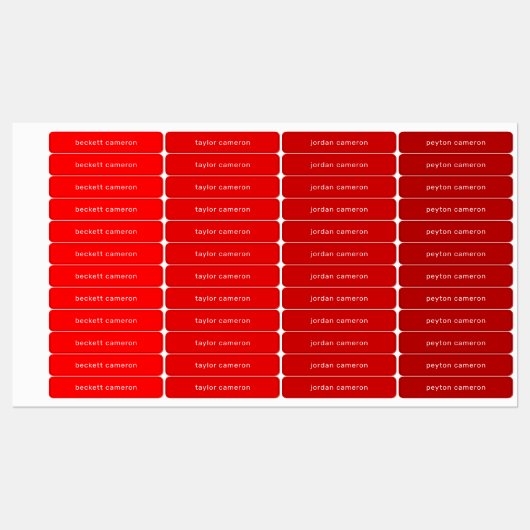 Rode Kinder naam: strijken op kleding Labels (Vel)