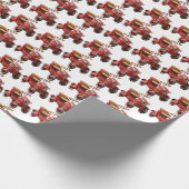 rode Kinder peddel auto Cadeaupapier (Hoek)