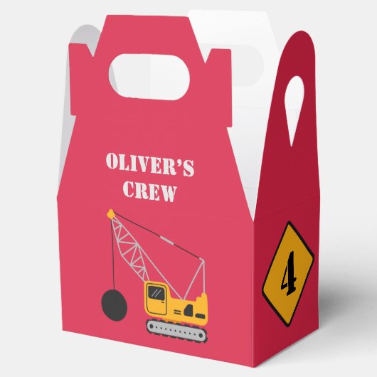 Rode Kinderconstructie Verjaardagspapier Bedankdoosjes (Geopend)