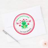 Rode Kinderen Kikker Hoppy Valentijnsdag Ronde Sticker (Envelop)