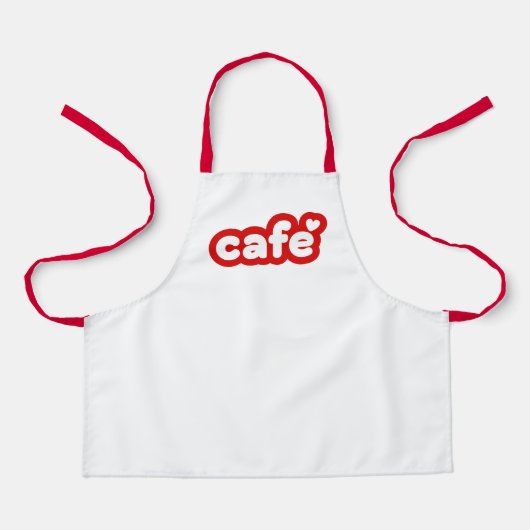 Rode Kinderen Schort met "Café" Lettering (Voorkant)
