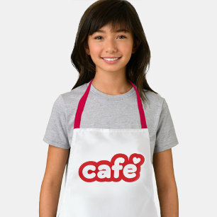 Rode Kinderen Schort met "Café" Lettering