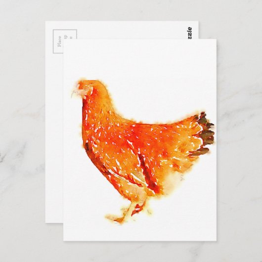 rode kip briefkaart (Voorkant / Achterkant)