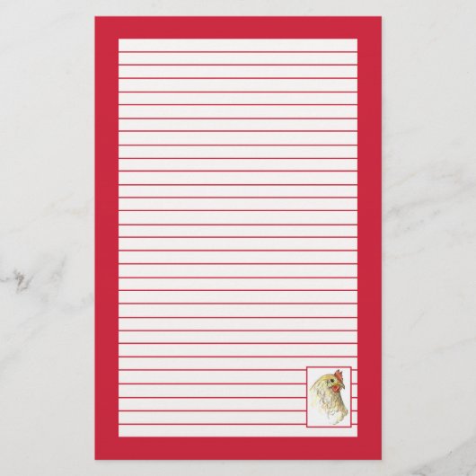 Rode kip kippenvogel tekening gevoerd briefpapier (Voorkant)
