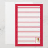 Rode kip kippenvogel tekening gevoerd briefpapier (Voorkant / Achterkant)