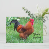  rode kip profiel foto verjaardag kaart (Staand voorkant)