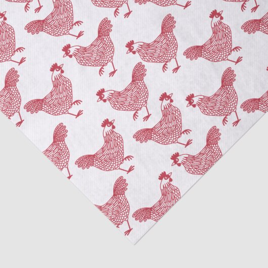 Rode kip tissuepapier (Detail)