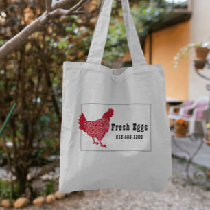 Rode kip verse eieren tote bag