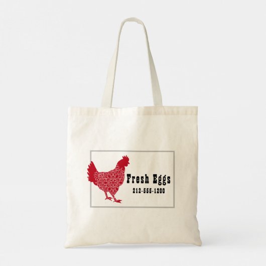 Rode kip verse eieren tote bag (Achterkant)