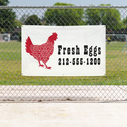 Rode kippen Vers eieren in de openlucht Spandoek (Insitu)