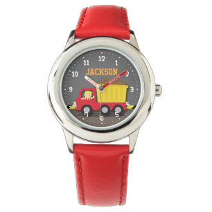 Rode Kipper Bouw Jongen Persoonlijk Horloge