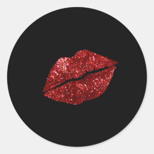 Rode Kissing Lipstick Glitter Lippen Kus Rode Lipp Ronde Sticker
