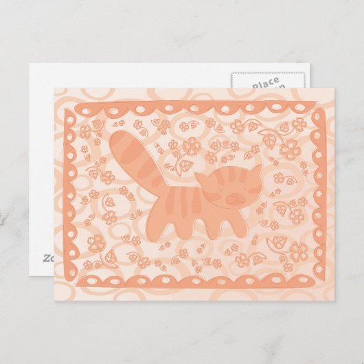 Rode kitten1 briefkaart (Voorkant / Achterkant)