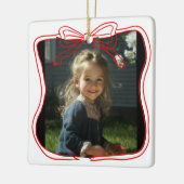 Rode Kladderboogframe Aangepaste Foto Keramisch Ornament (Links)