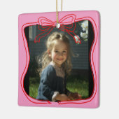 Rode Kladderboogframe Aangepaste Foto Keramisch Ornament (Links)