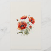 Rode Klaproes Bloemrijke Monogram Briefpapier (Achterkant)