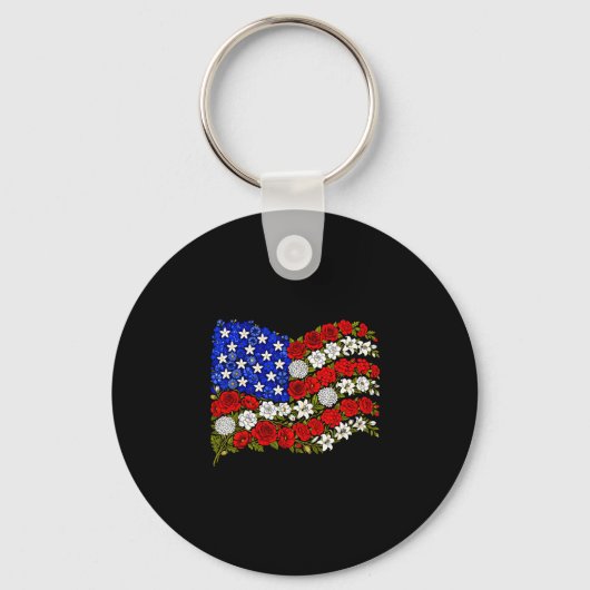 Rode klaproos amerikaanse vlag herinnering 4e juli sleutelhanger (Voorkant)