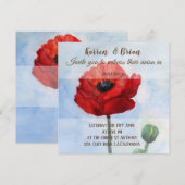 Rode Klaproos Aquarel Trouw Uitnodiging (Voorkant / Achterkant)