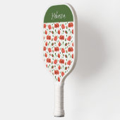 Rode Klaproos Aquarel Wilde Bloem Eigen Naam Pickleball Paddle (Links)